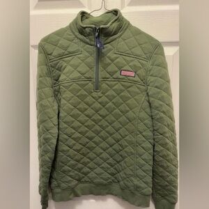 Vineyard Vines Olive Quilted Pullover